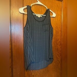 Women's Loft Black with Blue Detail Sleeveless Top Petite Size Small